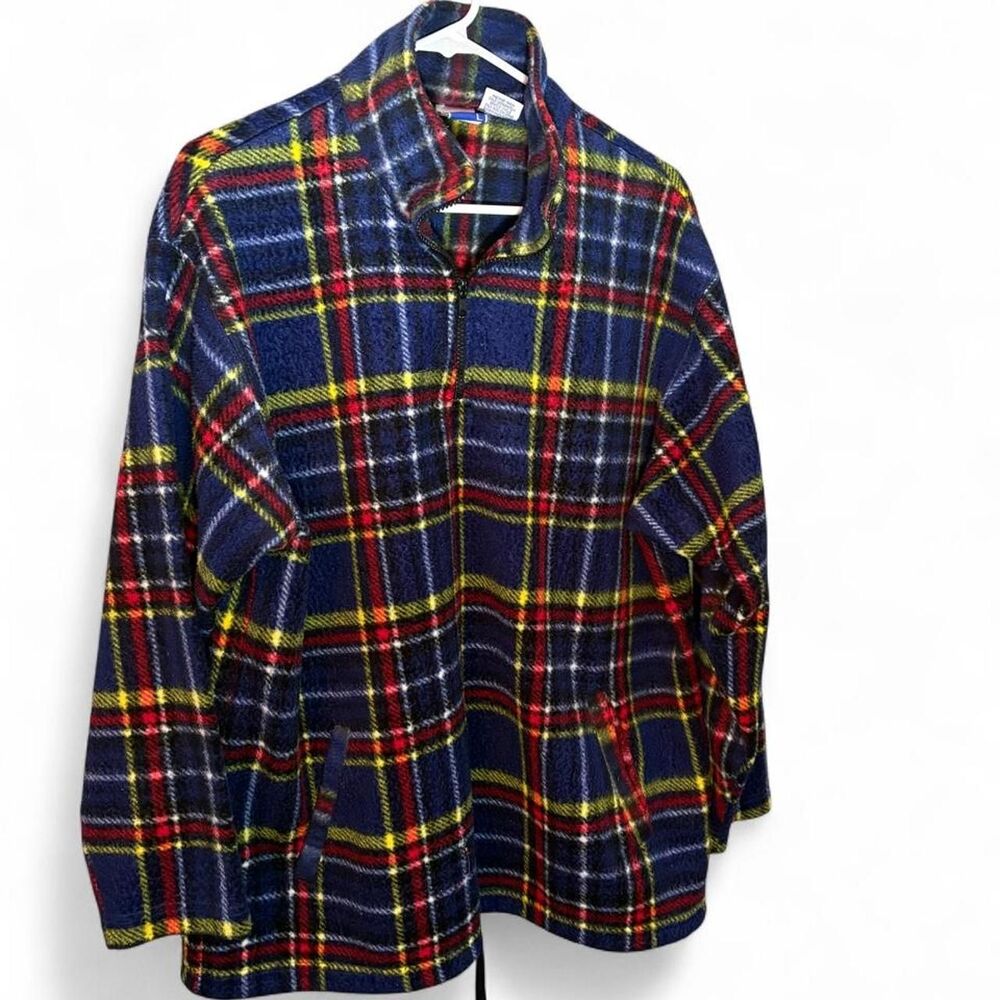 Vintage 90's BIKE Tartan Plaid Pullover Quarter Zip Fleece Men's Large